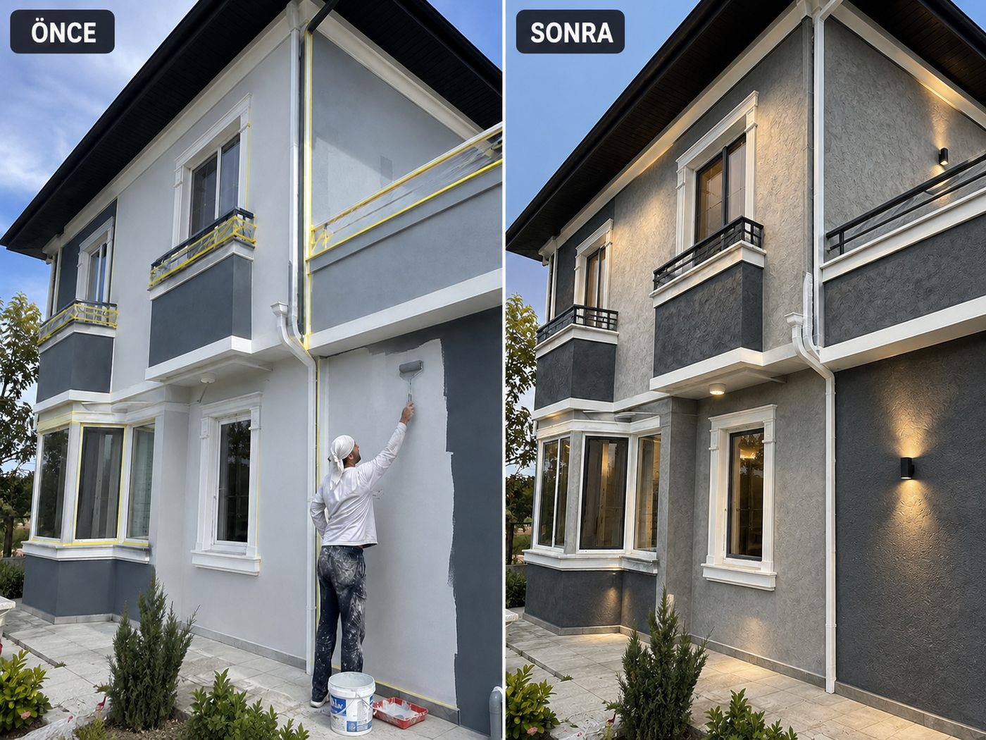 Gerenköy dış cephe boya öncesi ve sonrası