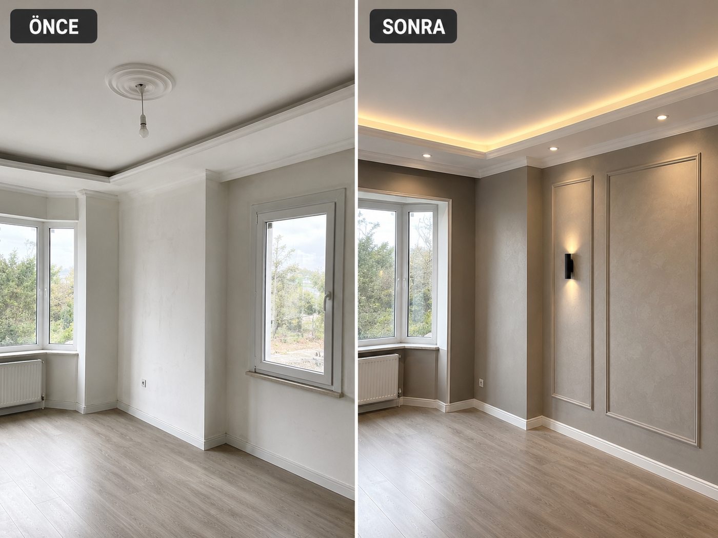 Gerenköy iç cephe boya öncesi ve sonrası